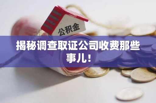 鲤城揭秘调查取证公司收费那些事儿！