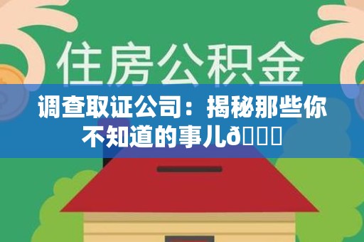 鲤城调查取证公司：揭秘那些你不知道的事儿😎