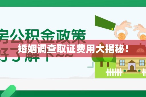 鲤城婚姻调查取证费用大揭秘！