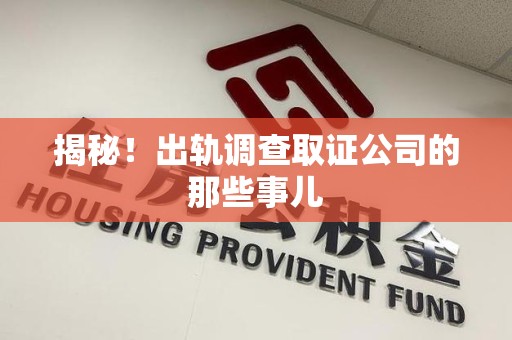 鲤城揭秘！出轨调查取证公司的那些事儿