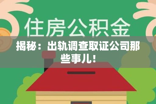 鲤城揭秘：出轨调查取证公司那些事儿！