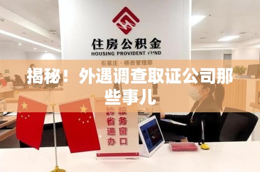 鲤城揭秘！外遇调查取证公司那些事儿