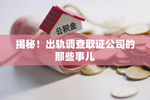 鲤城揭秘！出轨调查取证公司的那些事儿