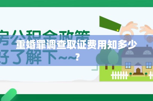 鲤城重婚罪调查取证费用知多少？