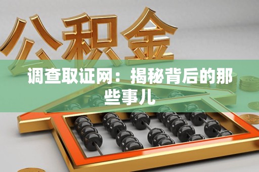 鲤城调查取证网：揭秘背后的那些事儿