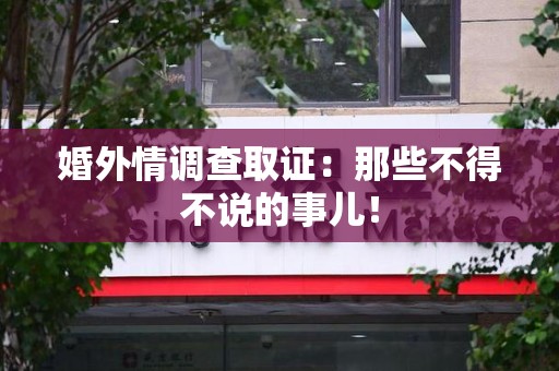 鲤城婚外情调查取证：那些不得不说的事儿！