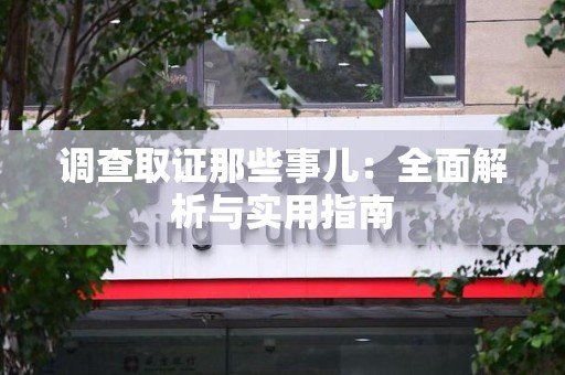 鲤城调查取证那些事儿：全面解析与实用指南