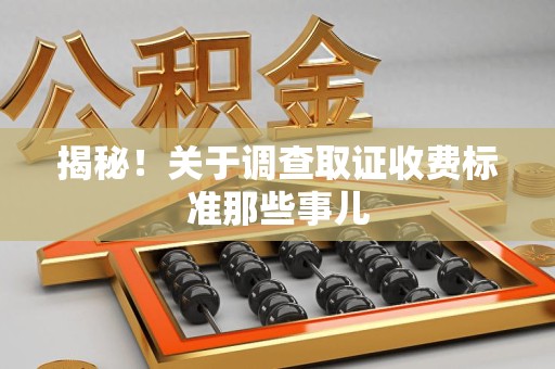 鲤城揭秘！关于调查取证收费标准那些事儿