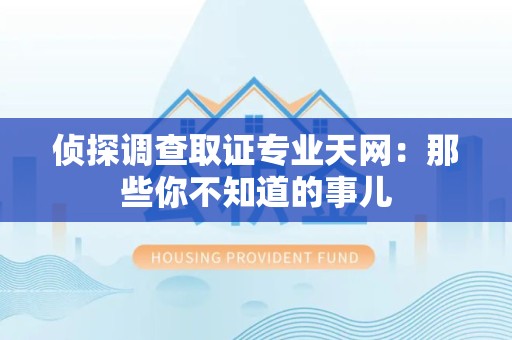 鲤城侦探调查取证专业天网：那些你不知道的事儿