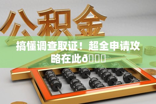 鲤城搞懂调查取证！超全申请攻略在此😎