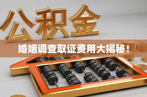 鲤城婚姻调查取证费用大揭秘！