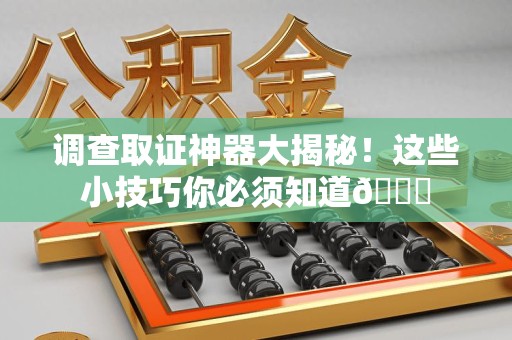 鲤城调查取证神器大揭秘！这些小技巧你必须知道😎