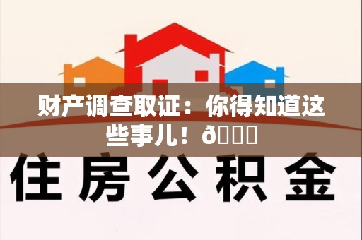 鲤城财产调查取证：你得知道这些事儿！😎