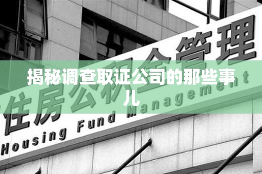 鲤城揭秘调查取证公司的那些事儿