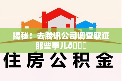 鲤城揭秘！去腾讯公司调查取证那些事儿😎