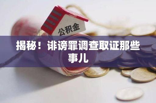 鲤城揭秘！诽谤罪调查取证那些事儿